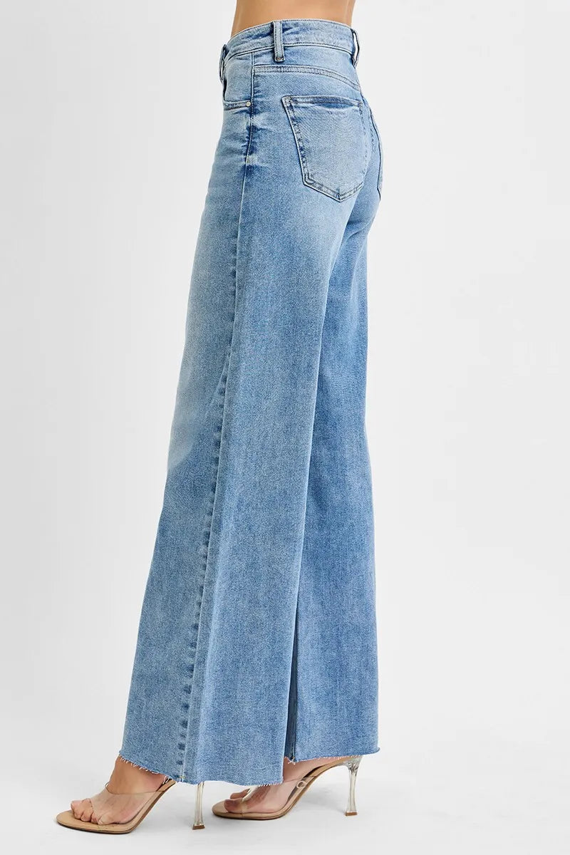 Sarah Express Women’s Plus Size High Rise Tummy Control Palazzo Jeans