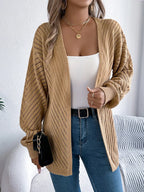 Sarah Express Women's Openwork Open-Front Long Sleeve Cardigan