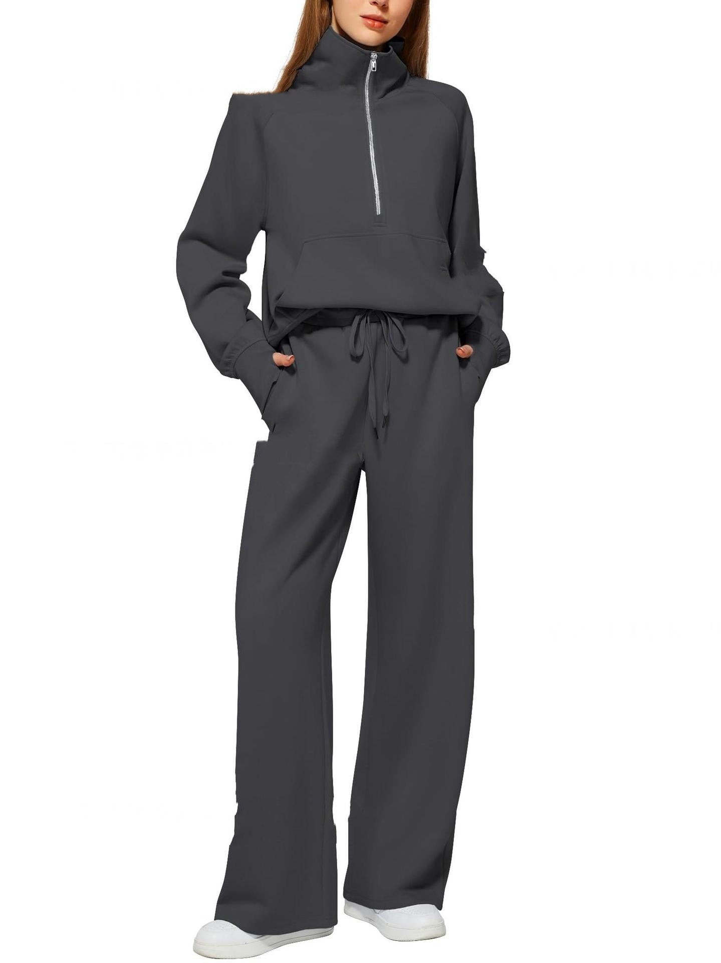 Sarah Express Women's Long Sleeve Sweater and Trousers Two-Piece Casual Lounge Set