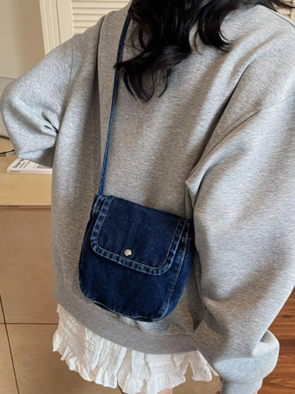 Sarah Express Denim Crossbody Bag Mini Flap Shoulder Bag Casual Handbag