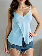 Sarah Express Women's Flower Trim Slit Cami