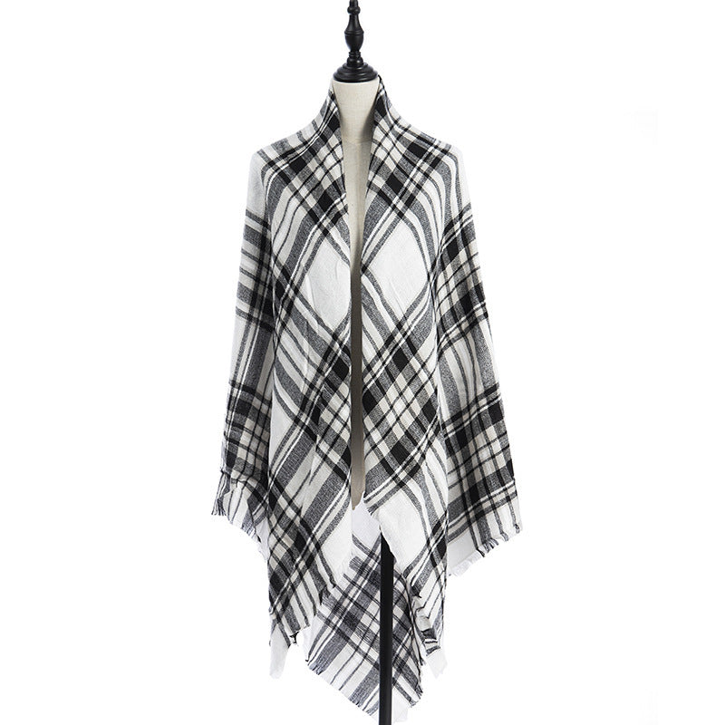 Sarah Express Women's Oversized Square Scarf Cashmere-like Double-Sided Shawl 140cm Woven Fall Winter Accessory