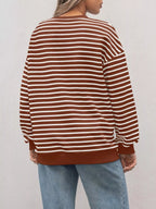 Sarah Express Women's Striped Round Neck Oversized Casual Sweatshirt