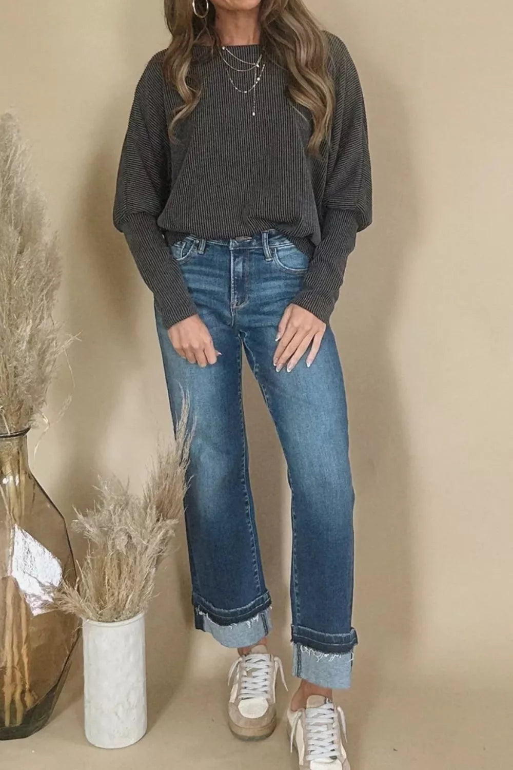 Sarah Express Women's Boat Neck Long Sleeve Knit Top