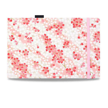 Sarah Express Premium Handmade Watercolor Sketchbook - 40 Sheets Cotton Linen Cover Art Journal Cherry blossoms 20x13.5cm