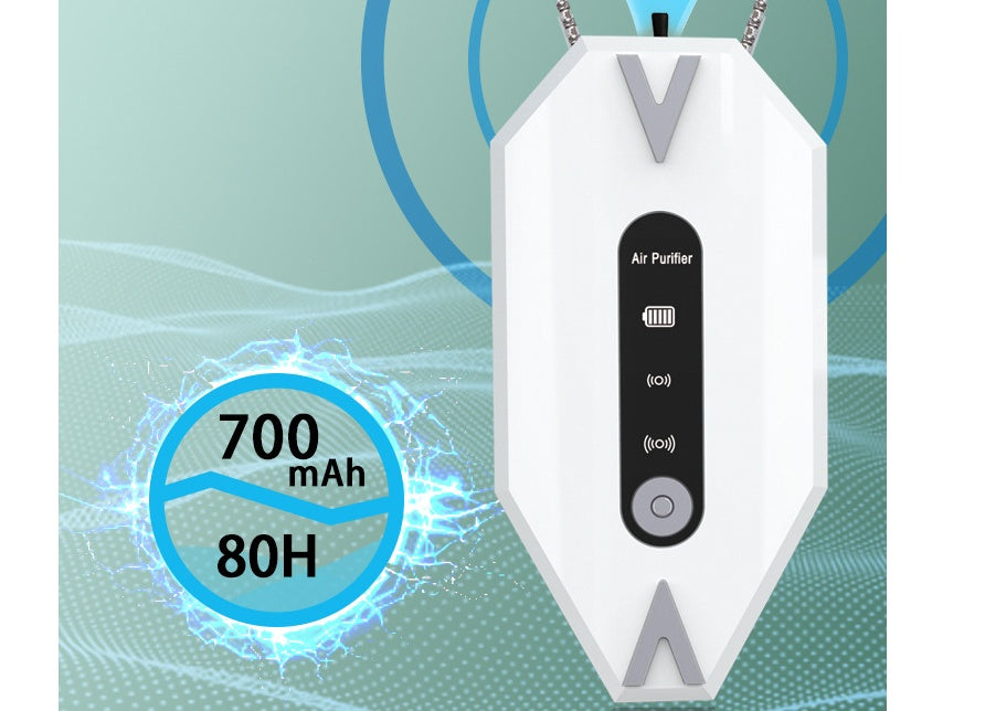 Sarah Express Portable Wearable Air Purifier Necklace - Rechargeable Negative Ion Generator with Adjustable Modes White USB