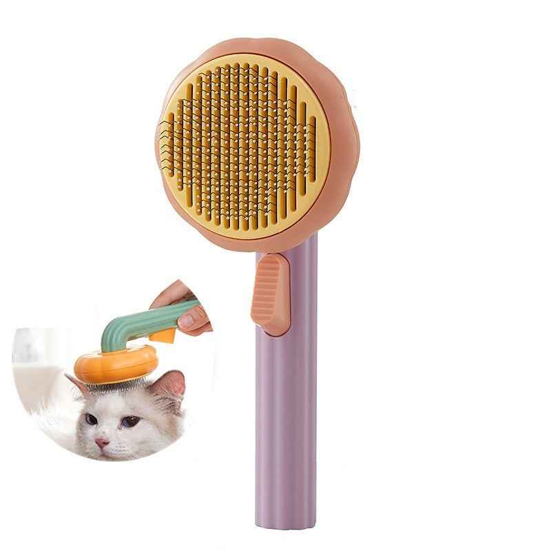 Sarah Express Self-Cleaning Pet Grooming Brush for Cats & Dogs - 232 Steel Needles Massage Comb Purple Orange