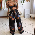 Sarah Express Women's Printed Tube Top Wide Leg Pants Two Piece Set Sleeveless
