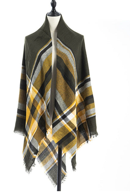 Sarah Express Women's Oversized Square Scarf Cashmere-like Double-Sided Shawl 140cm Woven Fall Winter Accessory