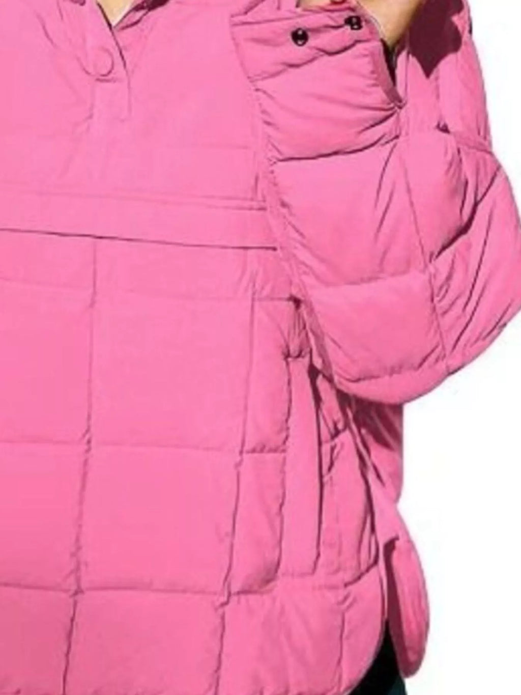 Sarah Express Women's Quarter Snap Hooded Puffer Jacket