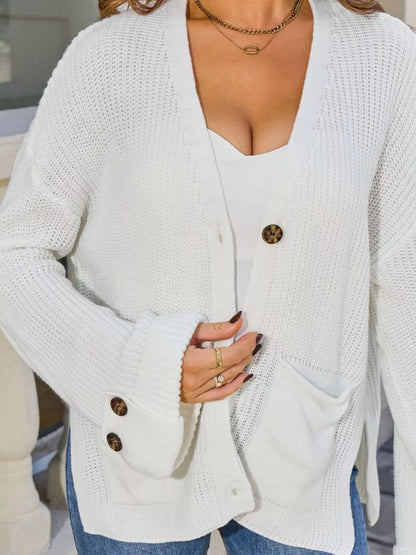 Sarah Express Women's Oversized Knit Button-Down Cardigan with Pockets