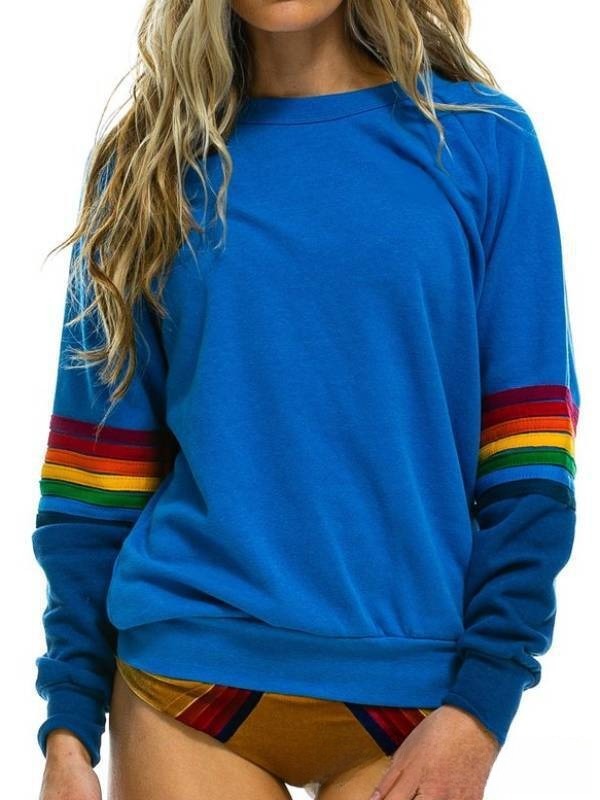 Sarah Express Women's Striped Knit Sweater Long Sleeve Pullover