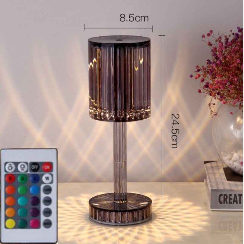 Sarah Express Crystal Diamond Table Lamp - Touch Dimmable LED Night Light for Bedroom Smoke grey Charging remote control16Color USB