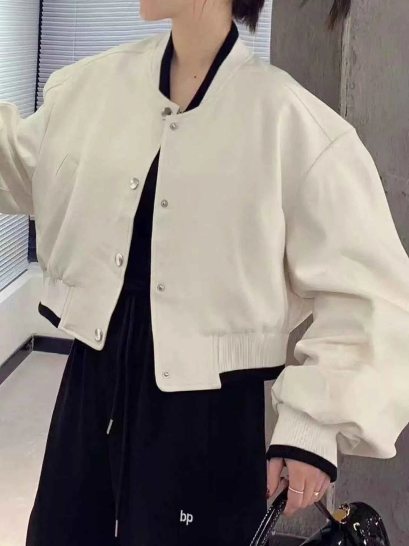 Sarah Express Women's Snap Button Cropped Jacket - Casual Lightweight Outerwear Apricot