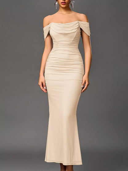 Sarah Express Women's Off-Shoulder Ruched Mermaid Maxi Dress