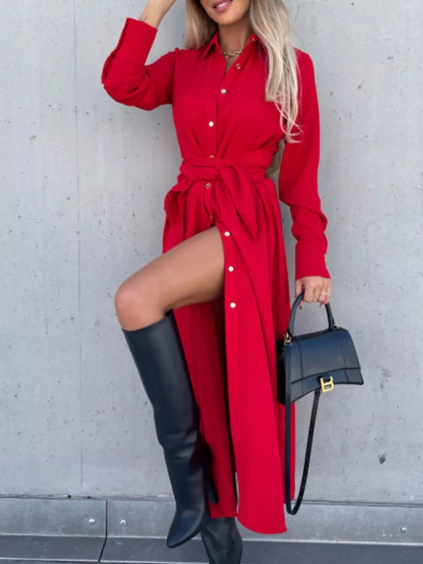 Sarah Express Women's Button Front Belted Shirt Dress - Plus Size Available