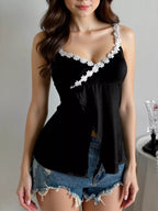 Sarah Express Women's Flower Trim Slit Cami