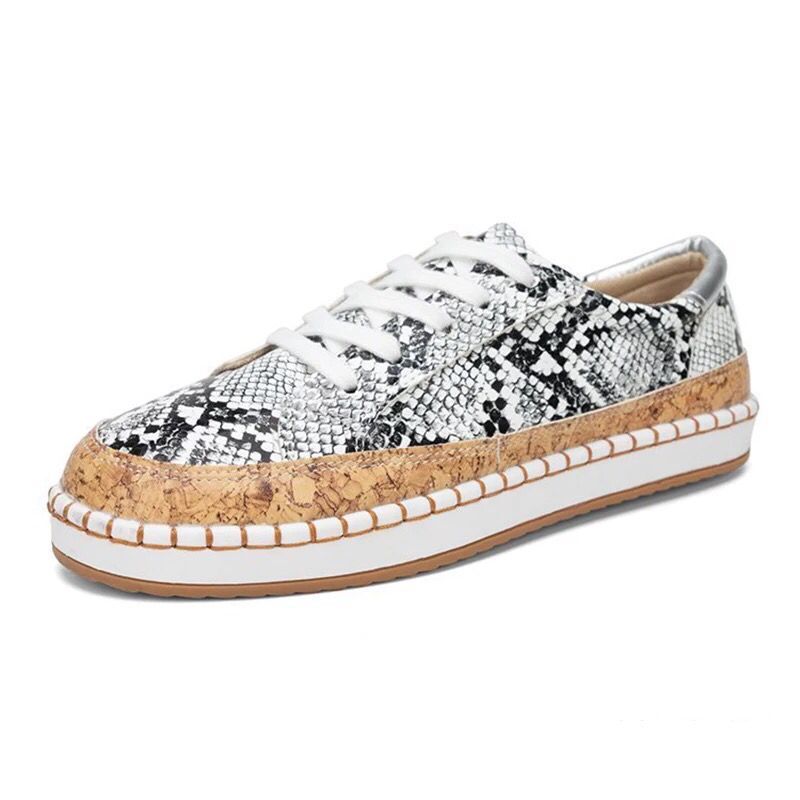 Sarah Express Women's Snake Print Platform Sneakers - Chunky Sole Casual Shoes with Breathable Design