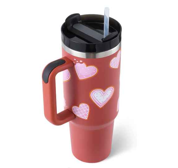 Sarah Express 40 oz Insulated Tumbler with Handle and Straw - Stainless Steel Vacuum Coffee Cup with Lid Pink 1200ML 1PC
