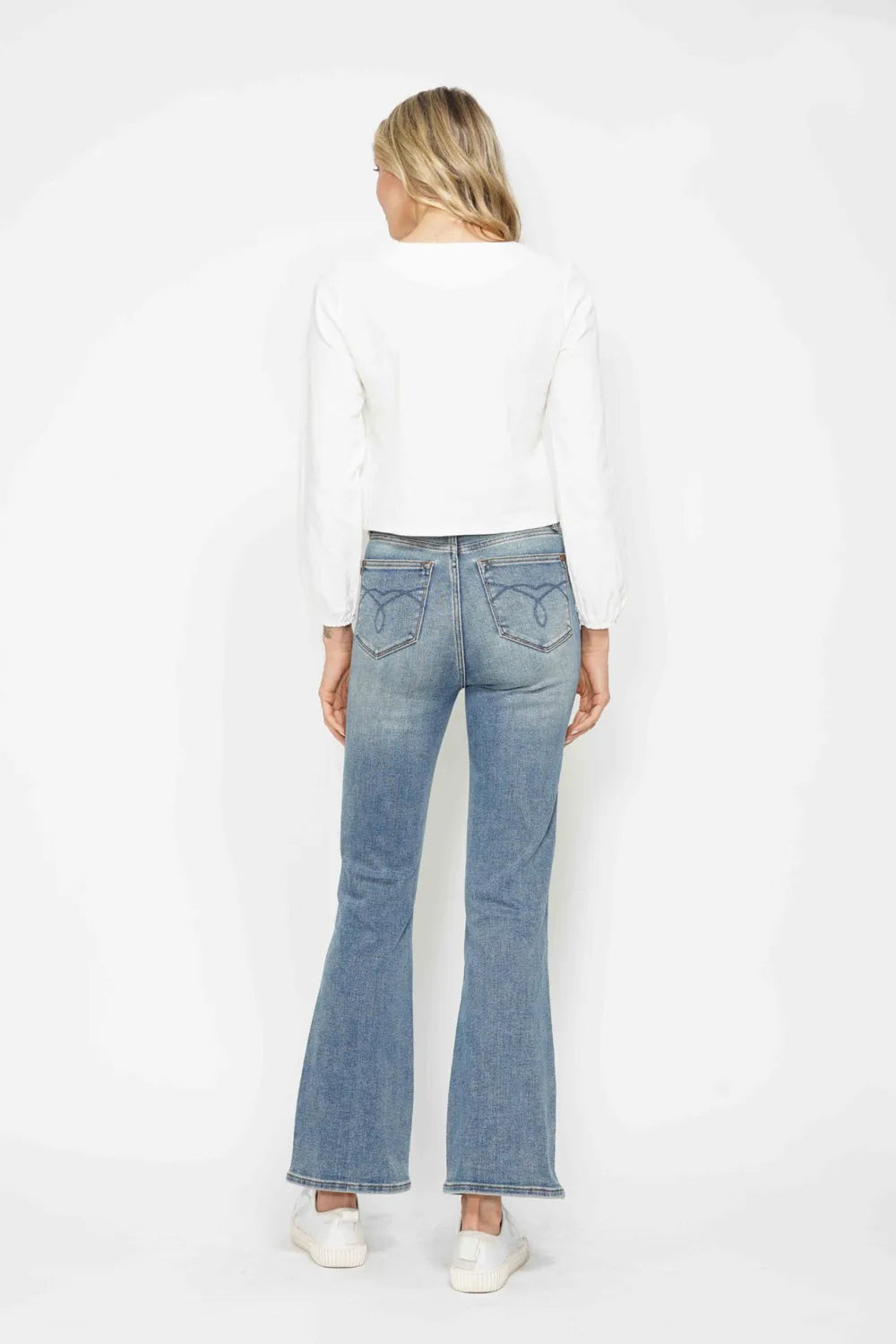 Sarah Express Women’s Plus Size Tummy Control Embroidered Bootcut Jeans