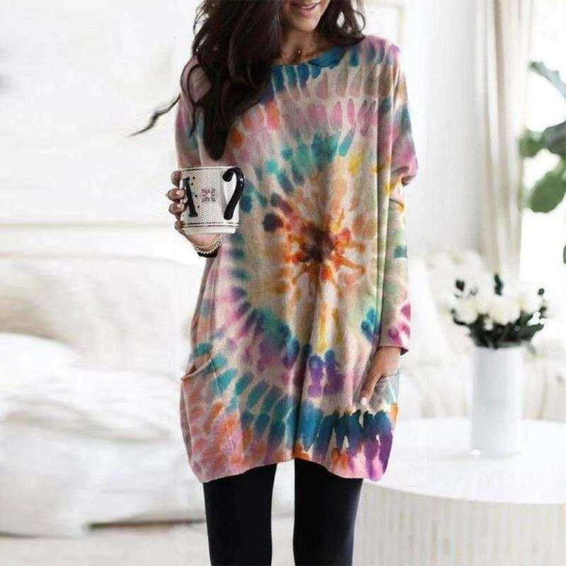 Sarah Express Women's Spiral Print Batwing Sleeve Long Sleeve Sweatshirt