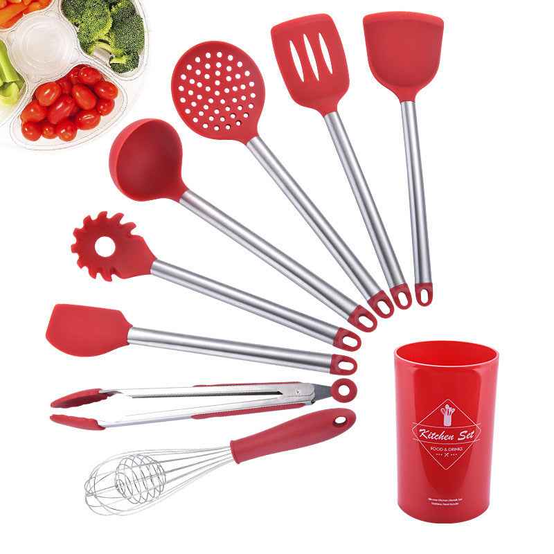 Sarah Express 8-Piece Silicone Kitchen Utensil Set with Stainless Steel Handles