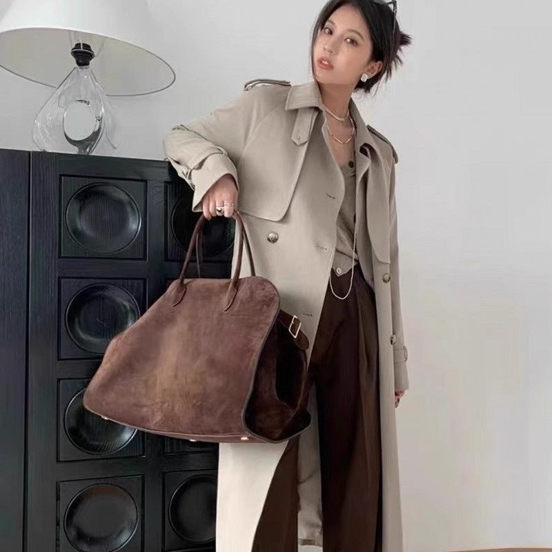 Sarah Express Women's Textured Suede Commuter Tote Bag - Premium PU Leather Handbag with Multiple Compartments