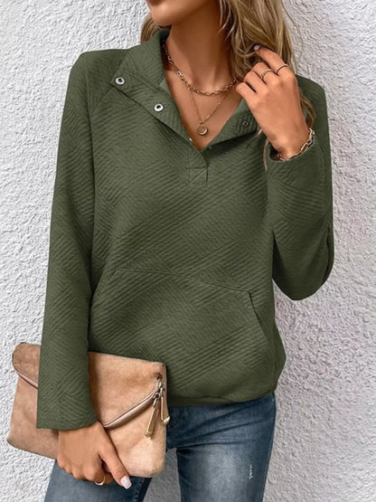 Sarah Express Women's Textured Quarter Snap Sweatshirt