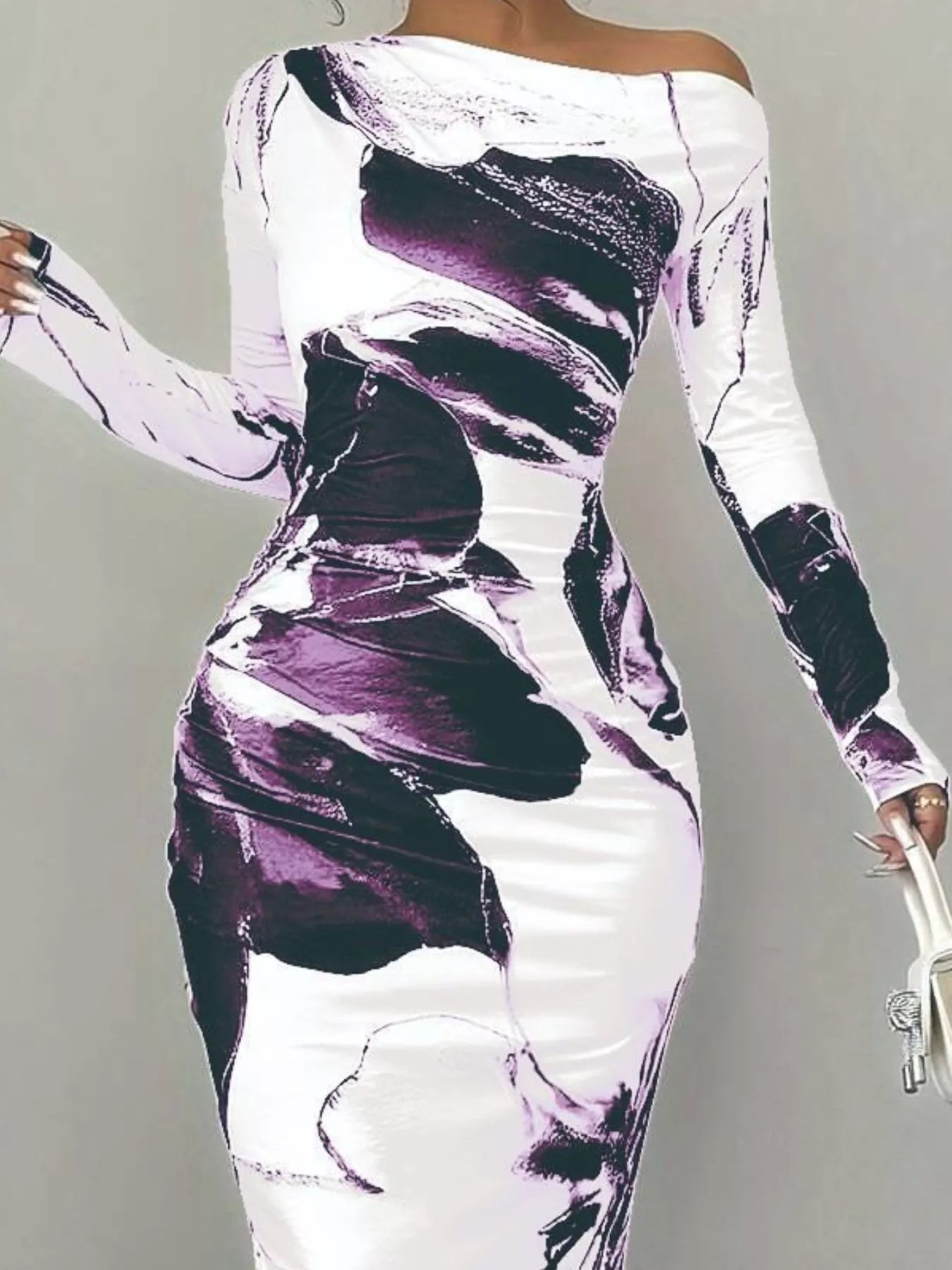 Sarah Express Women's Floral Print One Shoulder Maxi Dress