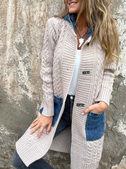 Sarah Express Women's Hooded Cable Knit Longline Cardigan - Plus Size Available
