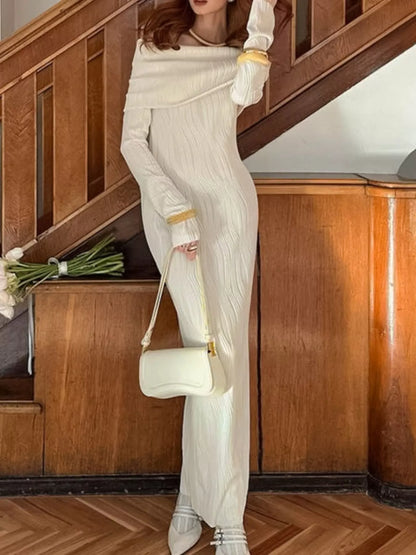 Sarah Express Women's Off-Shoulder Textured Knit Maxi Dress