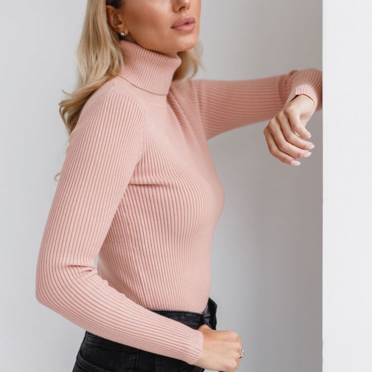 Sarah Express Women's Turtleneck Knit Pullover Sweater Long Sleeve