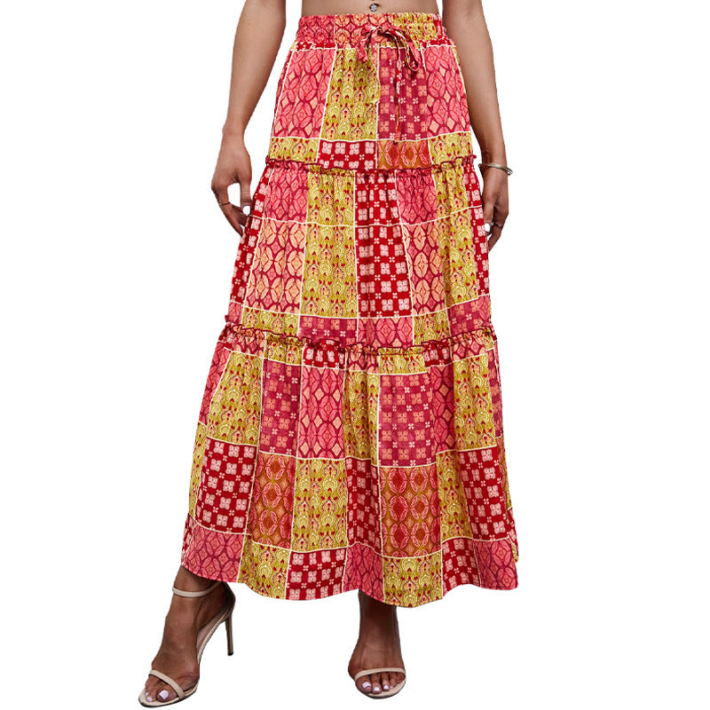 Sarah Express Women's High Waist Printed Maxi Dress Loose Fit Casual