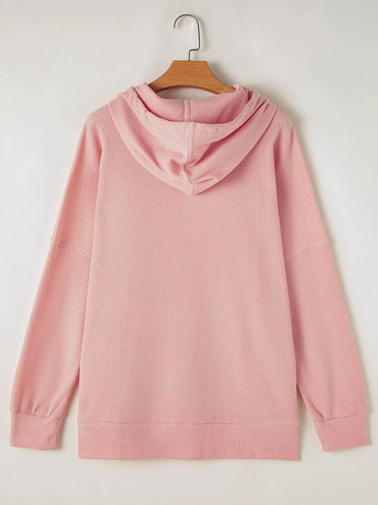 Sarah Express Women's Waffle Knit Fleece Lined High Low Oversized Hoodie
