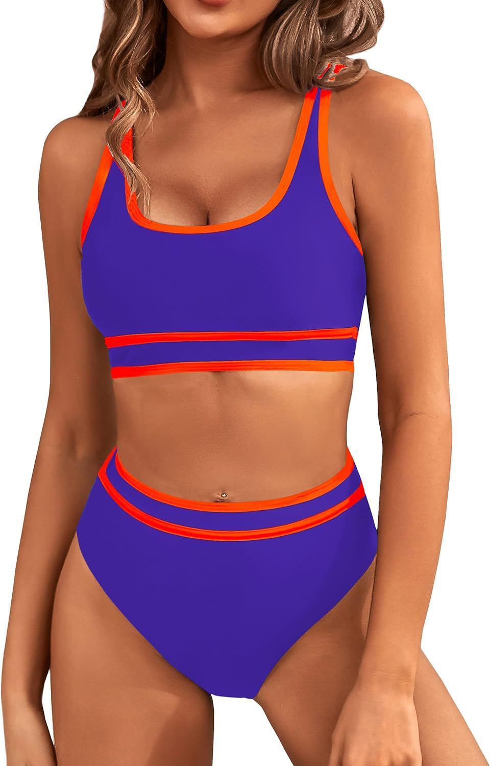 Sarah Express Women's Two-Piece Bikini Set - Tight-Fit Solid Color Swimsuit for Beach Swimming