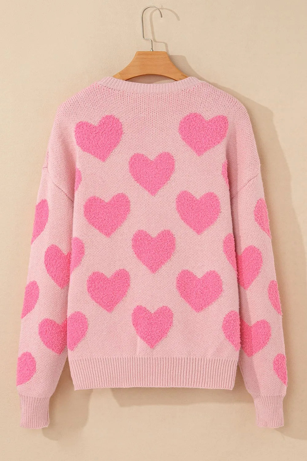 Sarah Express Women's Valentine's Day Heart Jacquard Round Neck Sweater