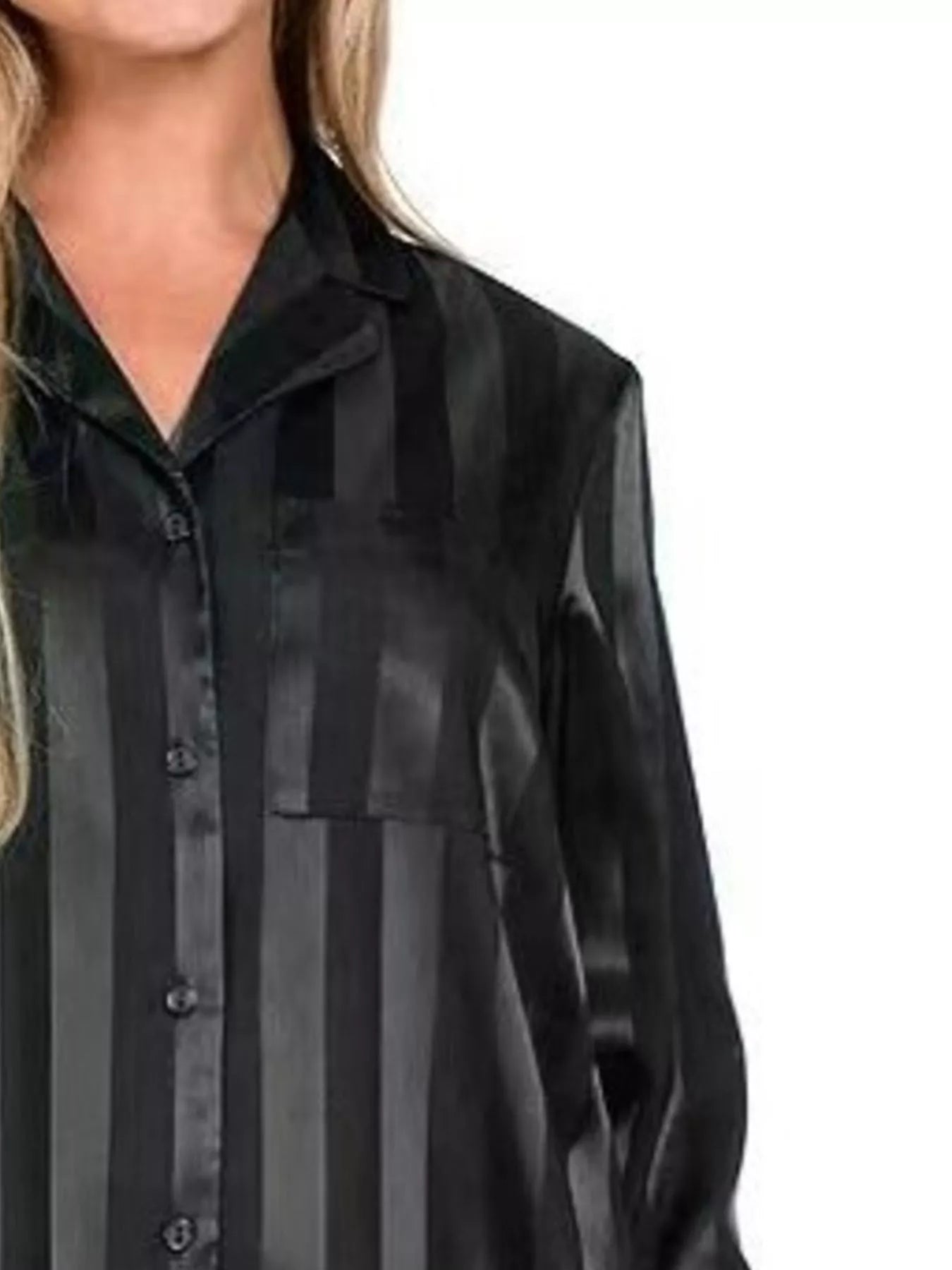 Sarah Express Women's Striped Feather Trim Shirt and Shorts Lounge Set