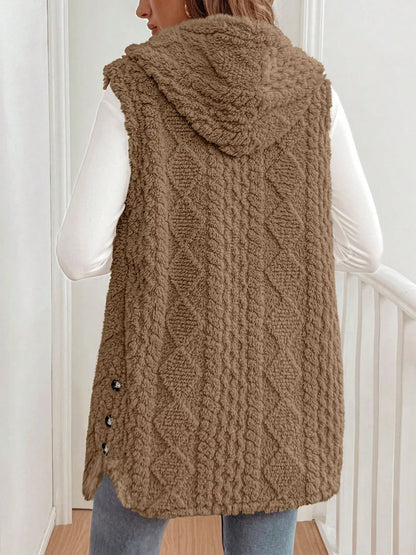 Sarah Express Women's Cozy Sherpa Fleece Hooded Vest Coat