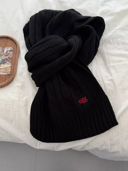 Sarah Express Women's Ribbed Knitted Winter Scarf Black ONESIZE