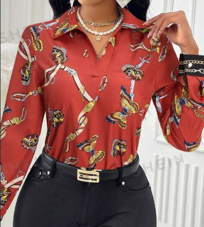 Sarah Express Women's Butterfly Print Long Sleeve Casual Shirt