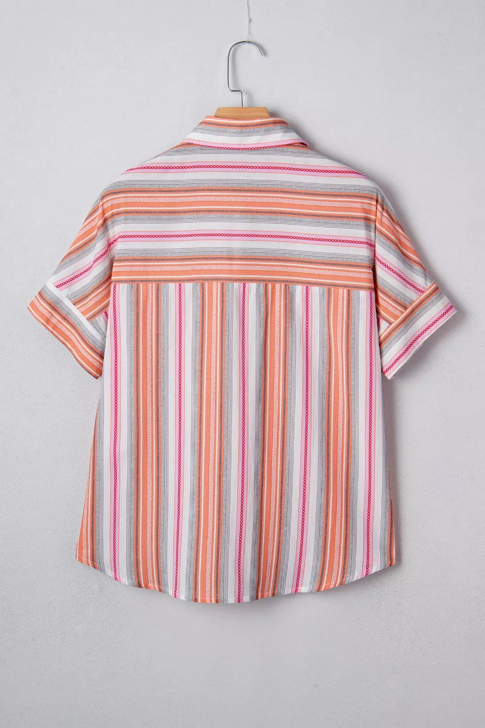 Sarah Express Women's Striped Button-Up Short Sleeve Shirt
