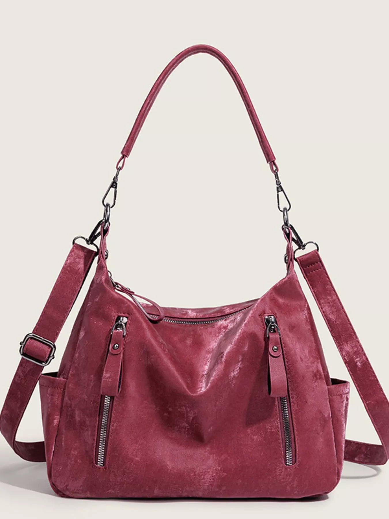 Sarah Express Women's Vintage Style Zipper Front Crossbody Bag Red ONESIZE