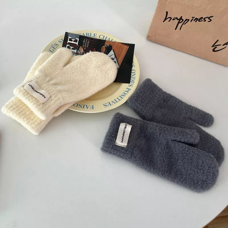 Sarah Express Women's Warm Plush Knitted Mitten Gloves - Faux Cashmere Winter Mittens