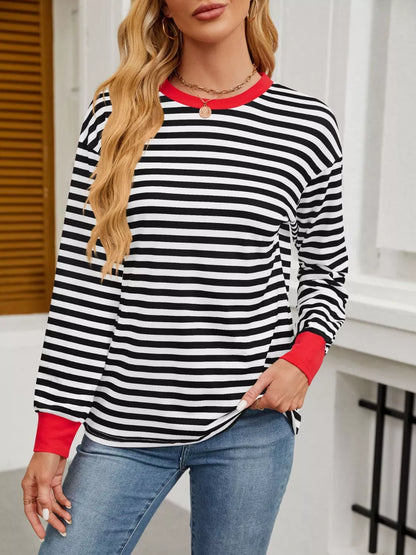 Sarah Express Women's Striped Long Sleeve Casual T-Shirt