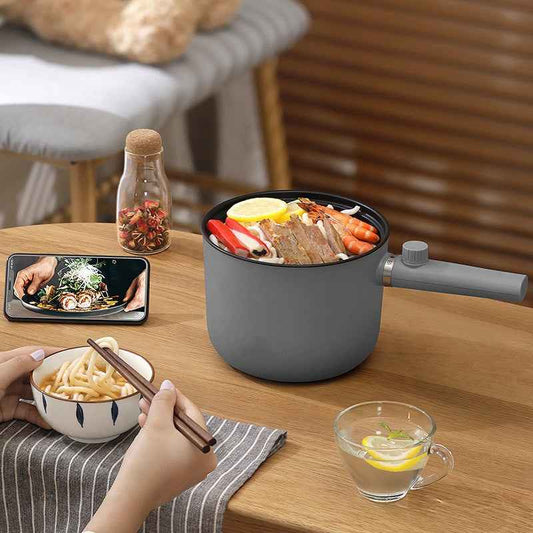 Sarah Express Mini Electric Fondue Frying Pan - Multi-Function Ceramic Glaze Cooker for Steaming, Frying & Stewing