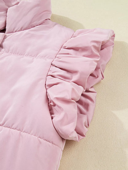 Sarah Express Women's Stand Neck Flutter Sleeve Snap Button Puffer Vest