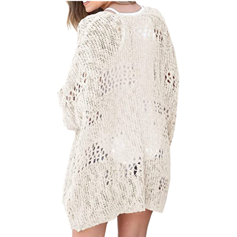 Sarah Express Women's Lightweight Knit Cardigan Long Sleeve V-Neck - Casual Fall Winter Loose Fit Open Front