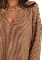 Sarah Express Women's Waffle Knit Long Sleeve Sweatshirt
