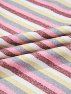 Sarah Express Women's Exposed Seam Color Block Striped Patchwork Loose Henley Sweatshirt