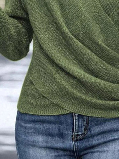 Sarah Express Women's Surplice Long Sleeve Knit Top